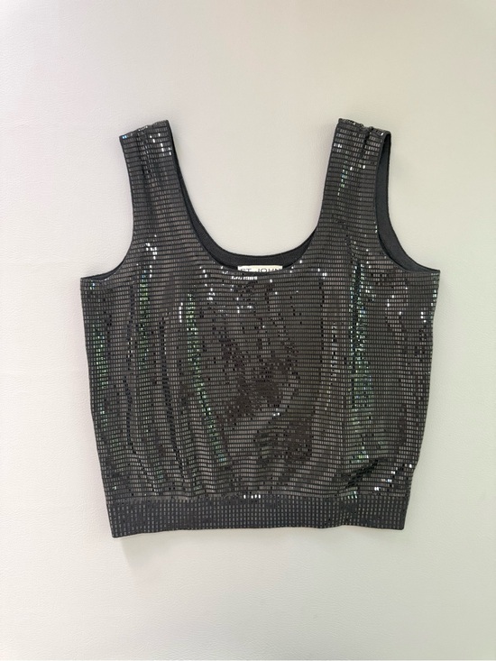 St. John Tops - St. John Black Bonded Sequins Knit Sleeveless Tank Top Women’s size Large